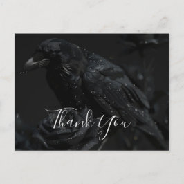 Gothic Black Floral Raven & Roos Bedankt Briefkaart