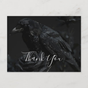 Gothic Black Floral Raven & Roos Bedankt Briefkaart