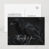 Gothic Black Floral Raven & Roos Bedankt Briefkaart (Voorkant / Achterkant)