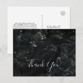 Gothic Black Floral Raven & Roos Bedankt Briefkaart (Voorkant / Achterkant)