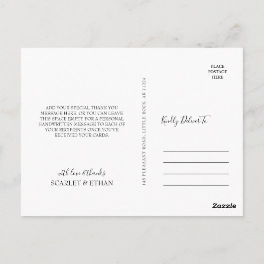 Gothic Black Floral Raven & Roos Bedankt Briefkaart (Achterkant)