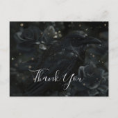 Gothic Black Floral Raven & Roos Bedankt Briefkaart (Voorkant)