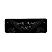 Gothic Black Floral Raven & Rose Wedding Etiket (Voorkant)