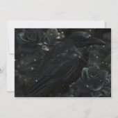 Gothic Black Floral Raven & Rose Wedding Save The Date (Achterkant)