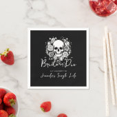 Gothic Black Floral Skull Bachelorette Party Servet (Insitu)