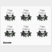 Gothic Black Floral Skull Halloween Vierkante Sticker (Vel)