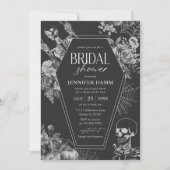 Gothic Black Floral Skull Halloween Vrijgezellenfe Kaart (Voorkant)