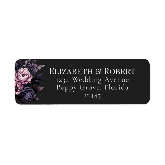 Gothic Black Floral Wedding Address Labels (Voorkant)