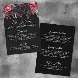 Gothic Black Floral Wedding Details Accommodaties Informatiekaartje