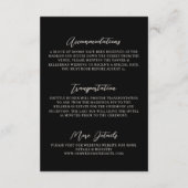 Gothic Black Floral Wedding Details Accommodaties Informatiekaartje (Achterkant)