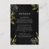 Gothic Black Floral Wedding Details Informatiekaartje (Voorkant)