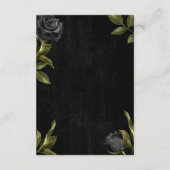 Gothic Black Floral Wedding Details Informatiekaartje (Achterkant)