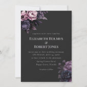Gothic Black Floral Wedding Invitation Kaart (Voorkant)