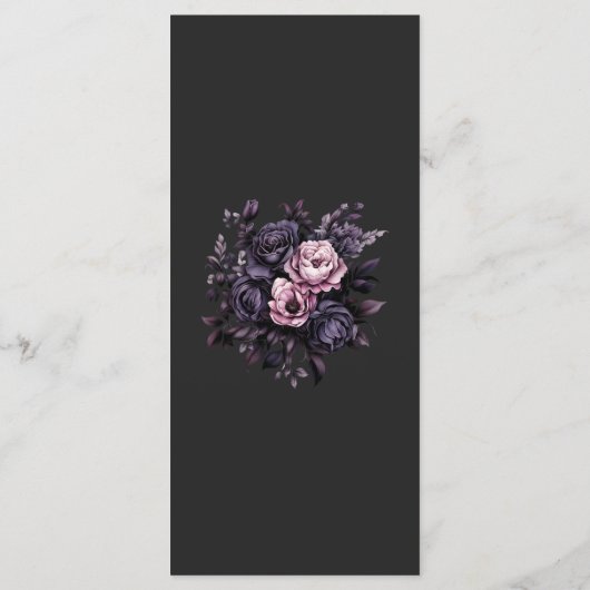 Gothic Black Floral Wedding Menu Card (Achterkant)