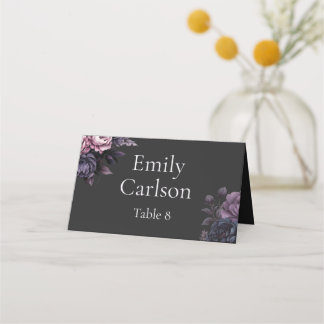 Gothic Black Floral Wedding Place Cards Plaatskaartje