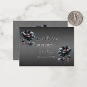 Gothic Black Floral Wedding Save the Date Kaart Notitiekaartje (Voorkant / Achterkant in situ)