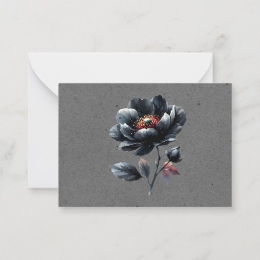 Gothic Black Floral Wedding Save the Date Kaart Notitiekaartje (Achterkant)