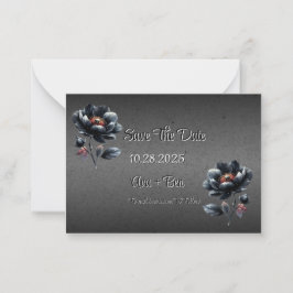 Gothic Black Floral Wedding Save the Date Kaart Notitiekaartje