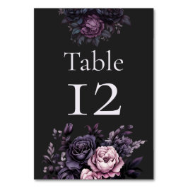 Gothic Black Floral Wedding Table Numbers Kaart