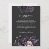Gothic Black Floral Wedding Thank You Card Bedankkaart (Voorkant)