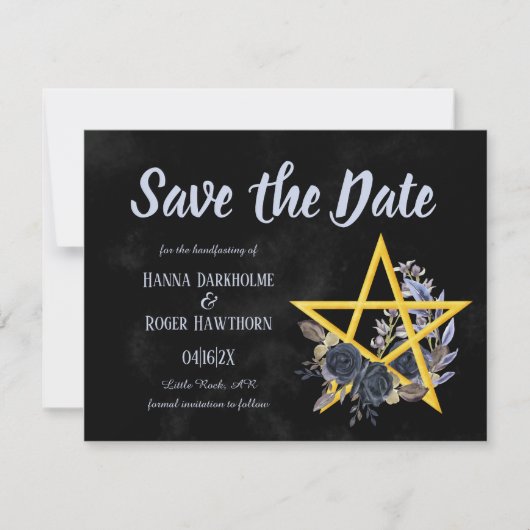 Gothic Black Floral Wiccan Save the Date (Voorkant)