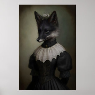 Gothic Black Fox Kunstprint Victoriaanse Donkere A Poster