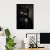 Gothic Black Fox Vintage Poster, Kunst Poster Prin (Thuiskantoor)