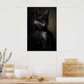 Gothic Black Fox Vintage Poster, Kunst Poster Prin (Keuken)