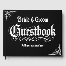 Gothic Black Gastboek Gepersonaliseerde namen en t