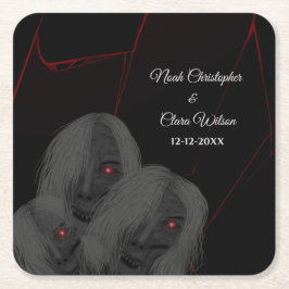 Gothic Black Ghosts - Dark Moody Halloween Kartonnen Onderzetters