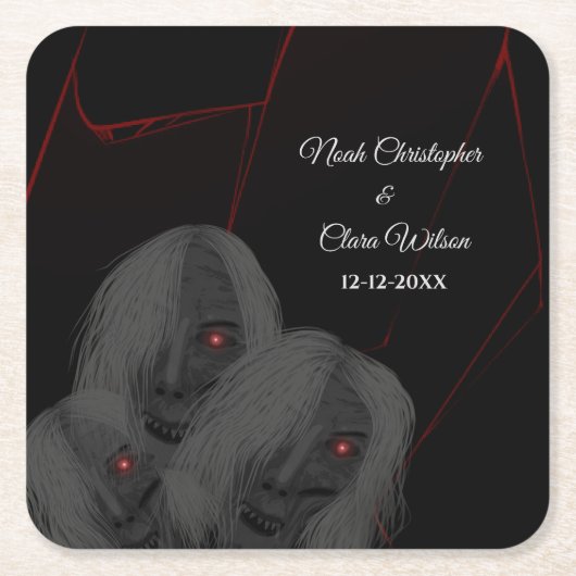 Gothic Black Ghosts - Dark Moody Halloween Kartonnen Onderzetters (Voorkant)