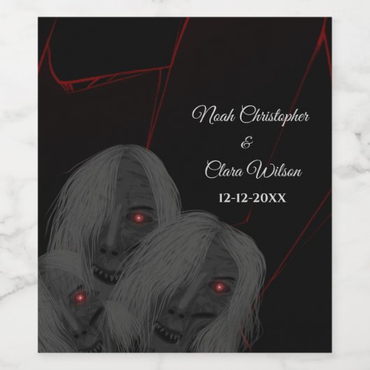 Gothic Black Ghosts- Dark Moody Halloween Wijn Etiket (Enkel label)