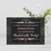 Gothic Black & Gold Chic Bachelorette Party nodigt Kaart (Staand voorkant)