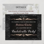 Gothic Black & Gold Chic Bachelorette Party nodigt Kaart (Voorkant / Achterkant)