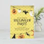 Gothic Black Gold Skull Halloween Costume Party Kaart (Staand voorkant)