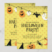 Gothic Black Gold Skull Halloween Costume Party Kaart (Voorkant / Achterkant)