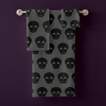 Gothic Black Grey Skull Pattern