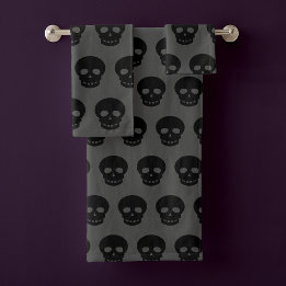 Gothic Black Grey Skull Pattern Bad Handdoek
