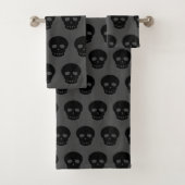 Gothic Black Grey Skull Pattern Bad Handdoek (Insitu)