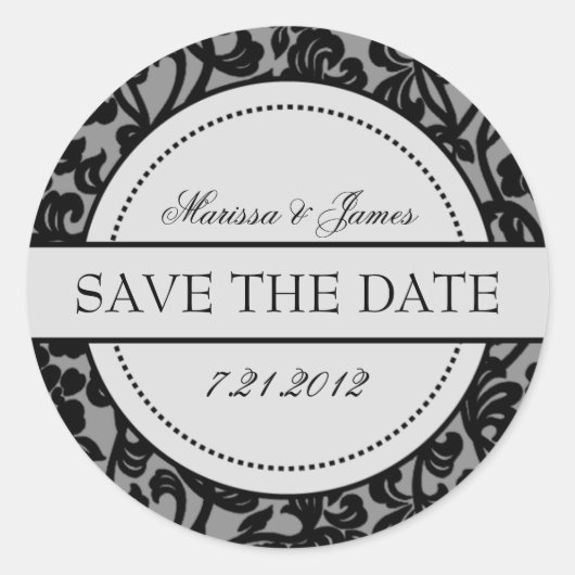 Gothic Black & GreyFlourish Envelope Seals Ronde Sticker (Voorkant)