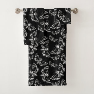 Gothic Black Hawk Moth Skull Occult Badkamer Bad Handdoek