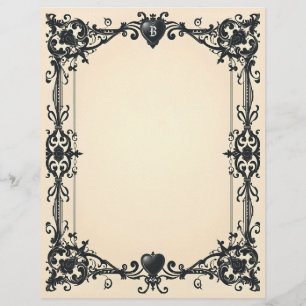 Gothic Black Heart Briefpapier Briefhoofd