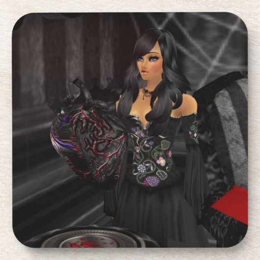 Gothic Black Heart Onderzetters (Voorkant)