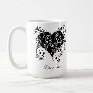 Gothic Black Heart Tattoo Art Design gepersonalise Koffiemok