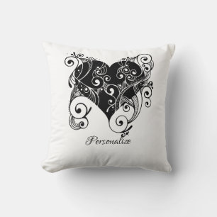 Gothic Black Heart Tattoo Art Design gepersonalise Kussen