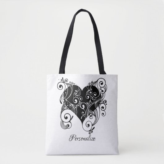 Gothic Black Heart Tattoo Art Design gepersonalise Tote Bag (Voorkant)