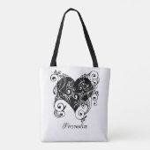 Gothic Black Heart Tattoo Art Design gepersonalise Tote Bag (Achterkant)
