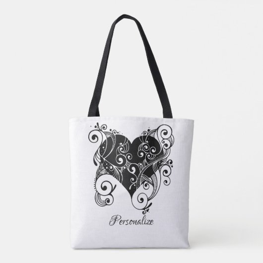 Gothic Black Heart Tattoo Art Design gepersonalise Tote Bag (Achterkant)