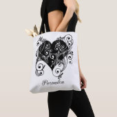 Gothic Black Heart Tattoo Art Design gepersonalise Tote Bag (Dichtbij)