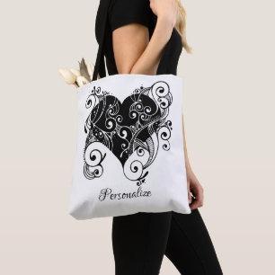 Gothic Black Heart Tattoo Art Design gepersonalise Tote Bag